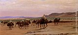 Eugene-alexis Girardet Famous Paintings - Caravannes de sel dans le desert